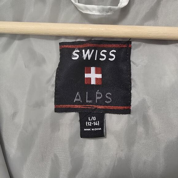 Swiss Alps White Camo Full Zip Packable Windbreaker w Hood Youth Large 12-14 - Picture 5 of 10